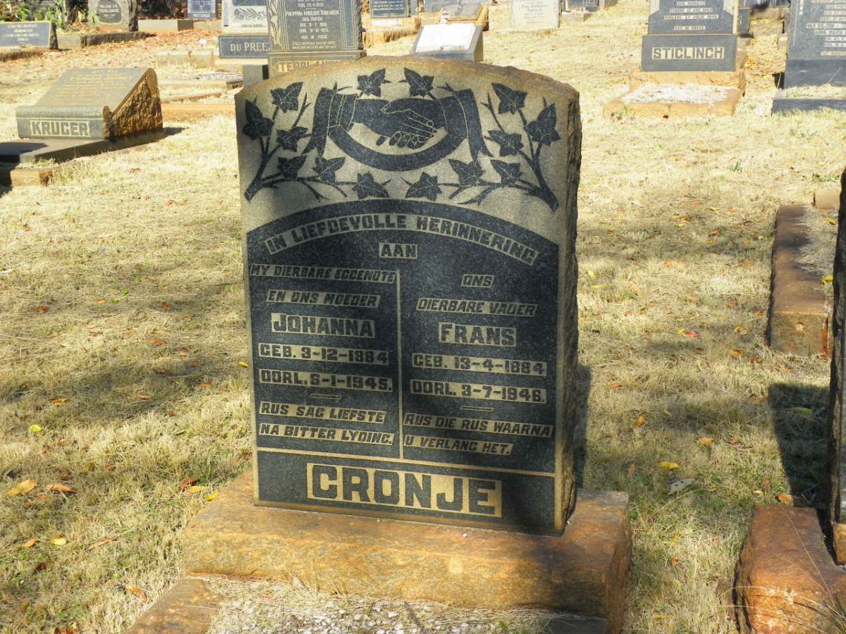 CRONJE Frans 1884-1946 &amp; Johanna 1884-1945