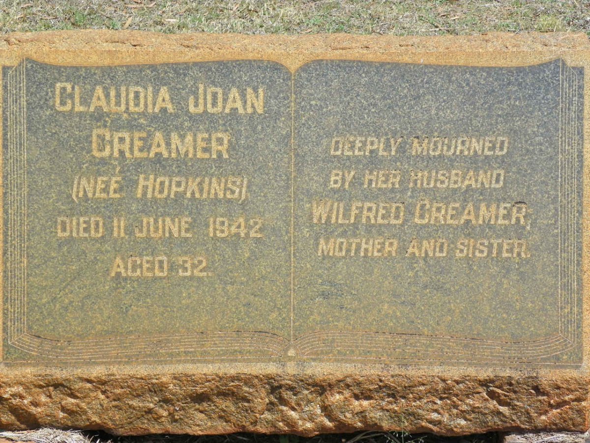 CREAMER Claudia Joan nee HOPKINS - 1942