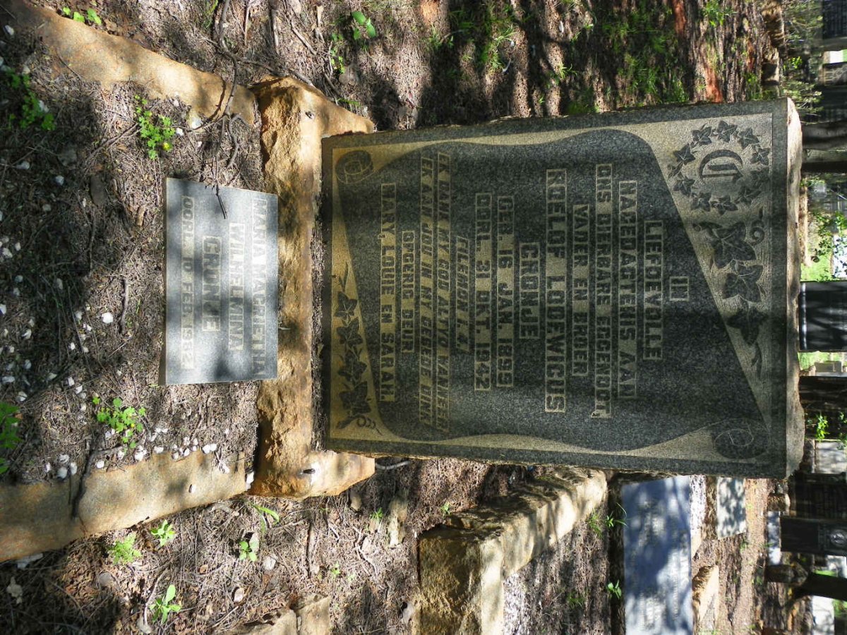 CRONJE Roelof Lodewicus 1899-1942 &amp; Maria Magrietha Wilhelmina -1982