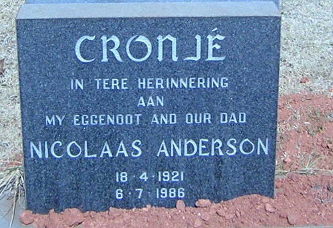 CRONJE Nicolaas Anderson 1921-1986