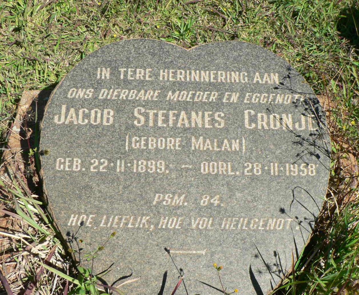 CRONJE Jacob Stefanus nee MALAN 1899-1958