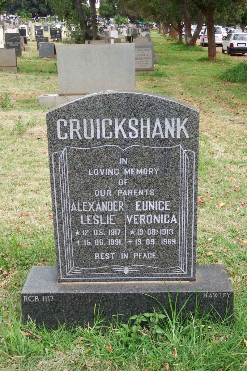 CRUICKSHANK Alexander Leslie 1917-1991 &amp; Eunice Veronica 1913-1969
