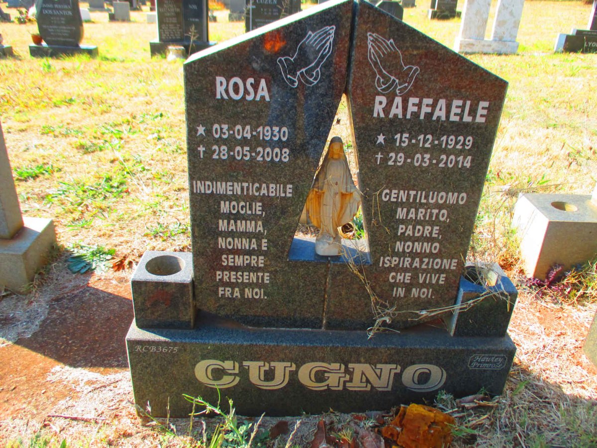 CUGNO Raffaele 1929-2014 &amp; Rosa 1930-2008