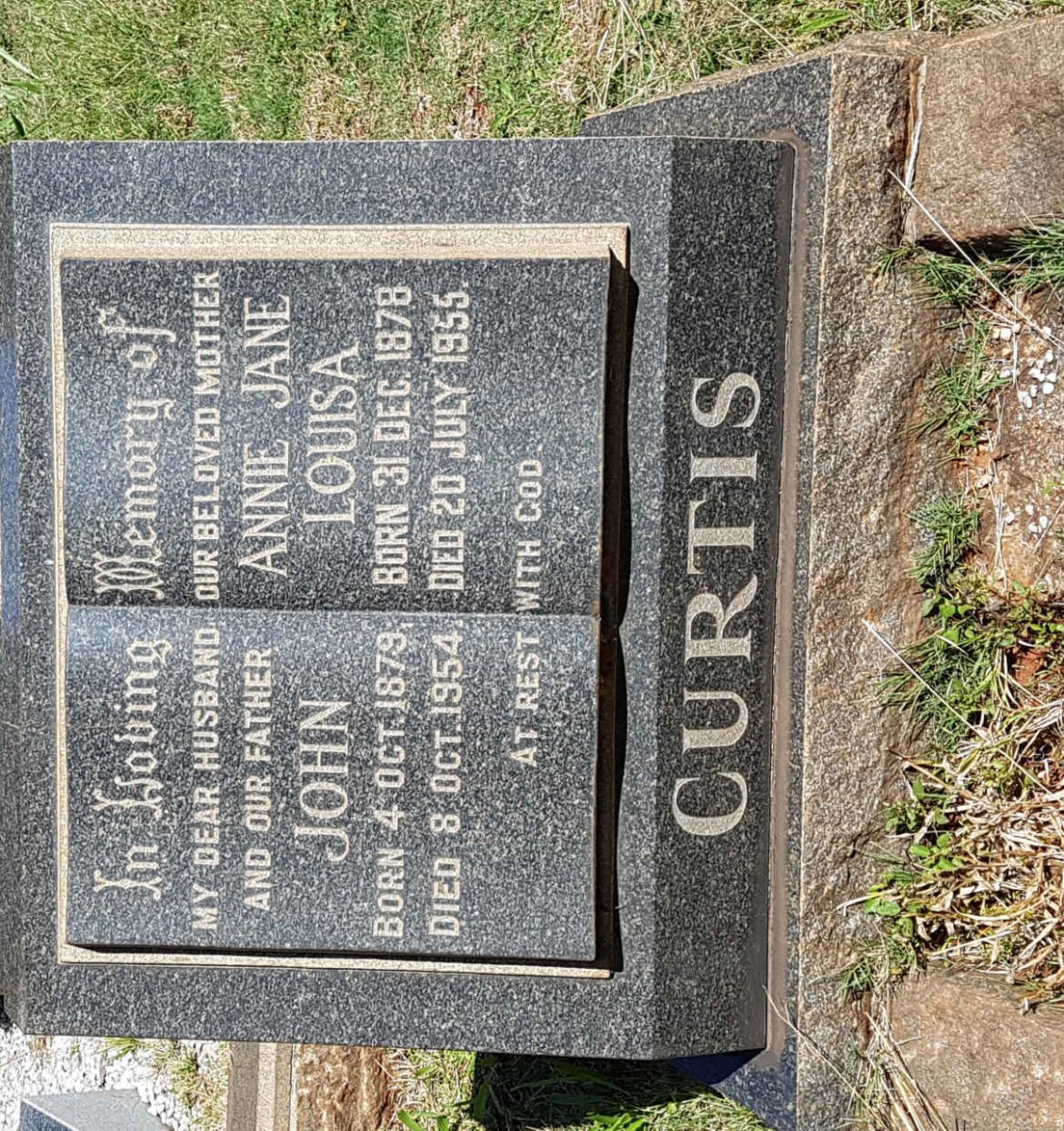 CURTIS John 1879-1954 &amp; Annie Jane Louisa 1878-1955