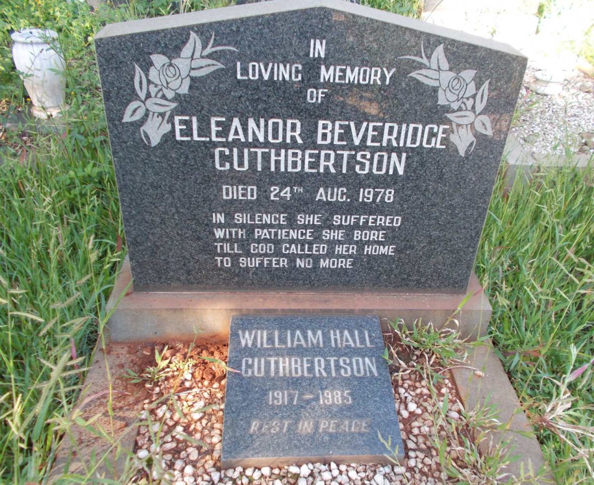 CUTHBERTSON William Hall 1917-1985 &amp; Eleanor Beveridge -1978