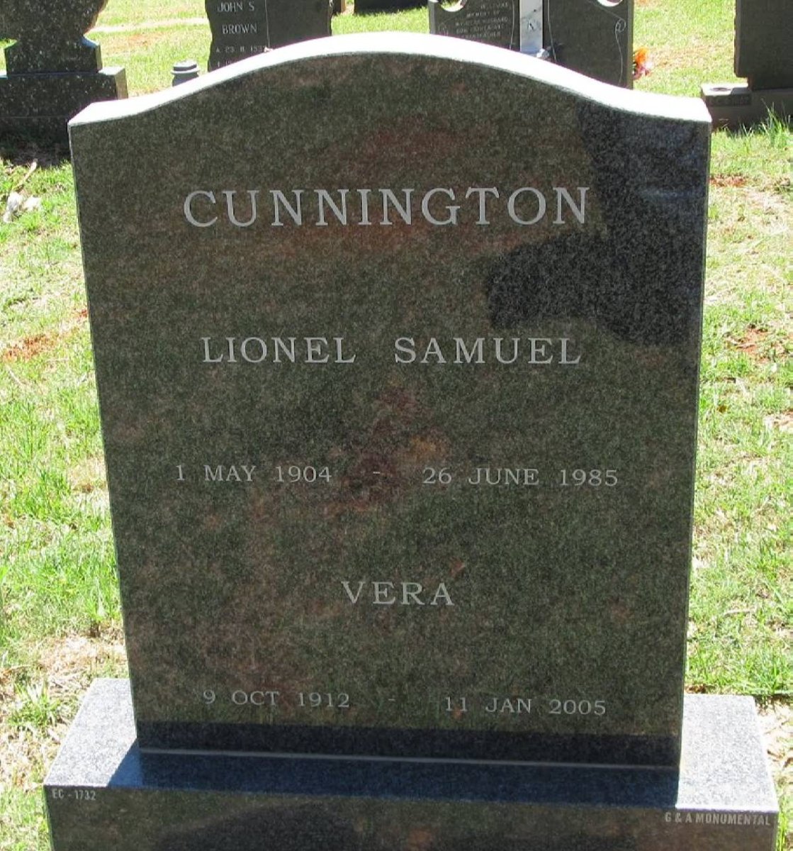 CUNNINGTON Lionel Samuel 1904-1985 &amp; Vera 1912-2005