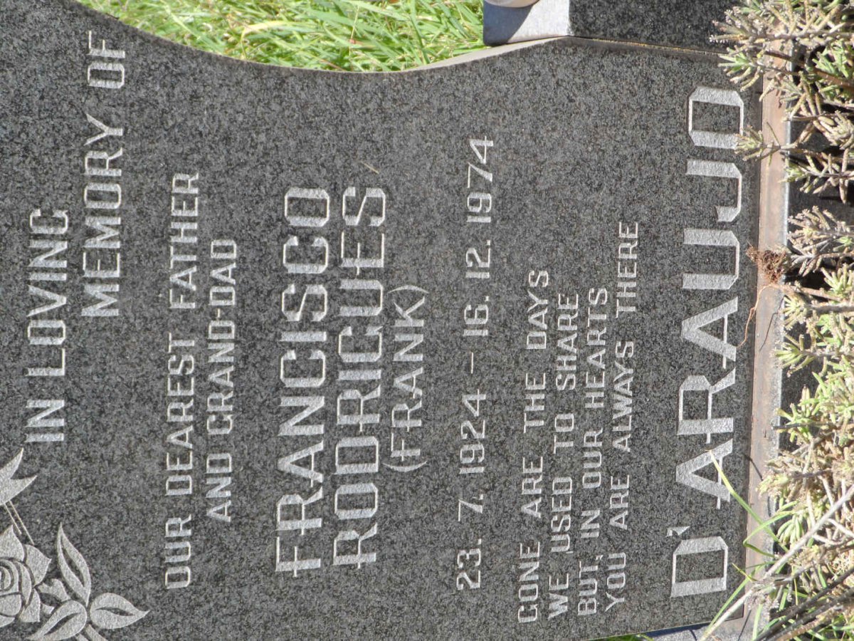 D'ARAUJO Francisco Rodrigues 1924-1974