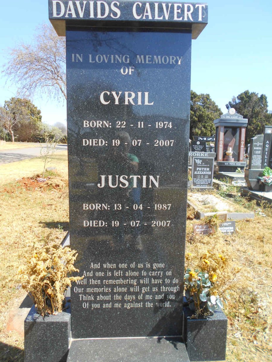 DAVIDS Cyril 1974-2007 :: CALVERT Justin 1987-2007