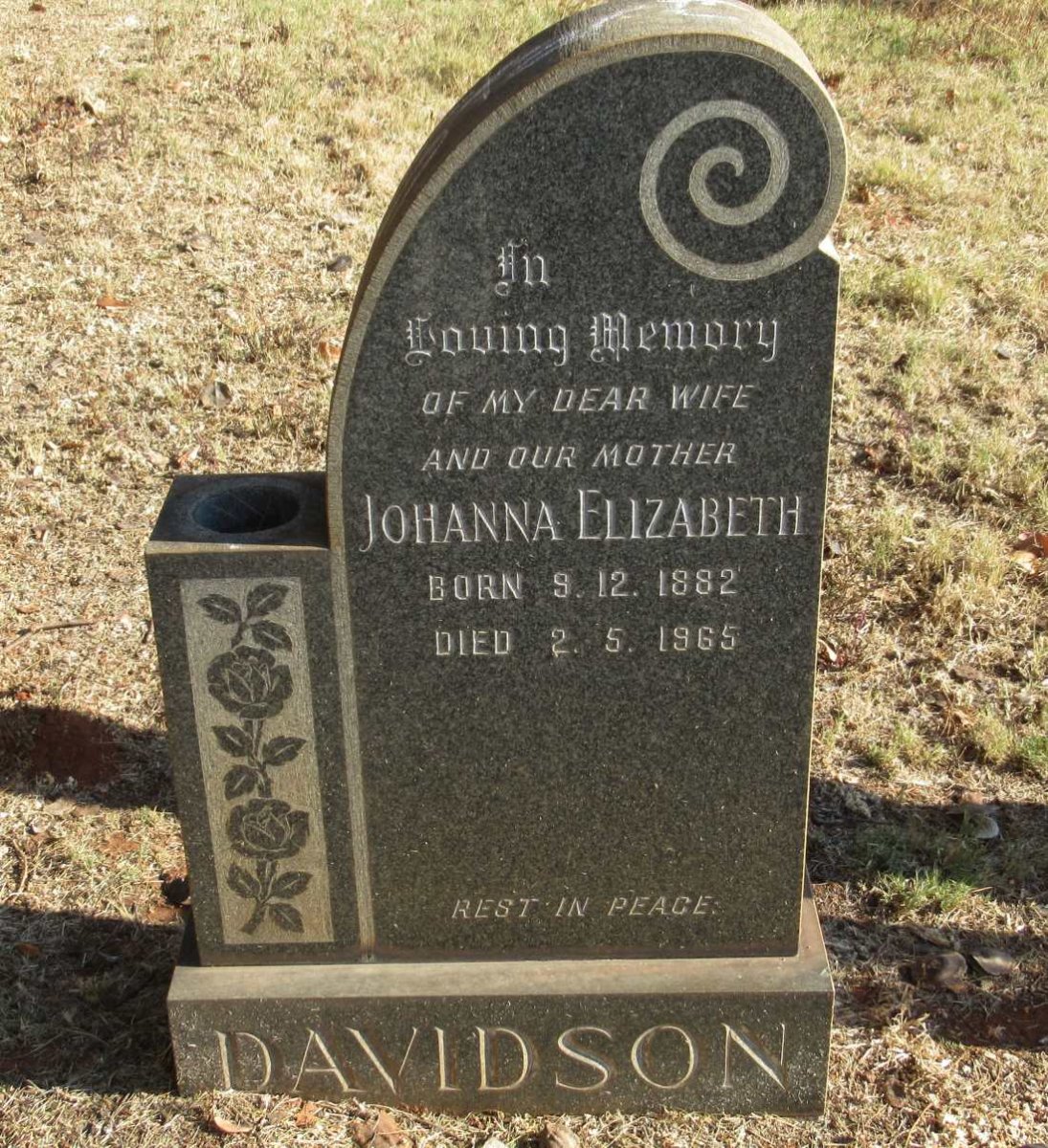 DAVIDSON Johanna Elizabeth 1882-1965