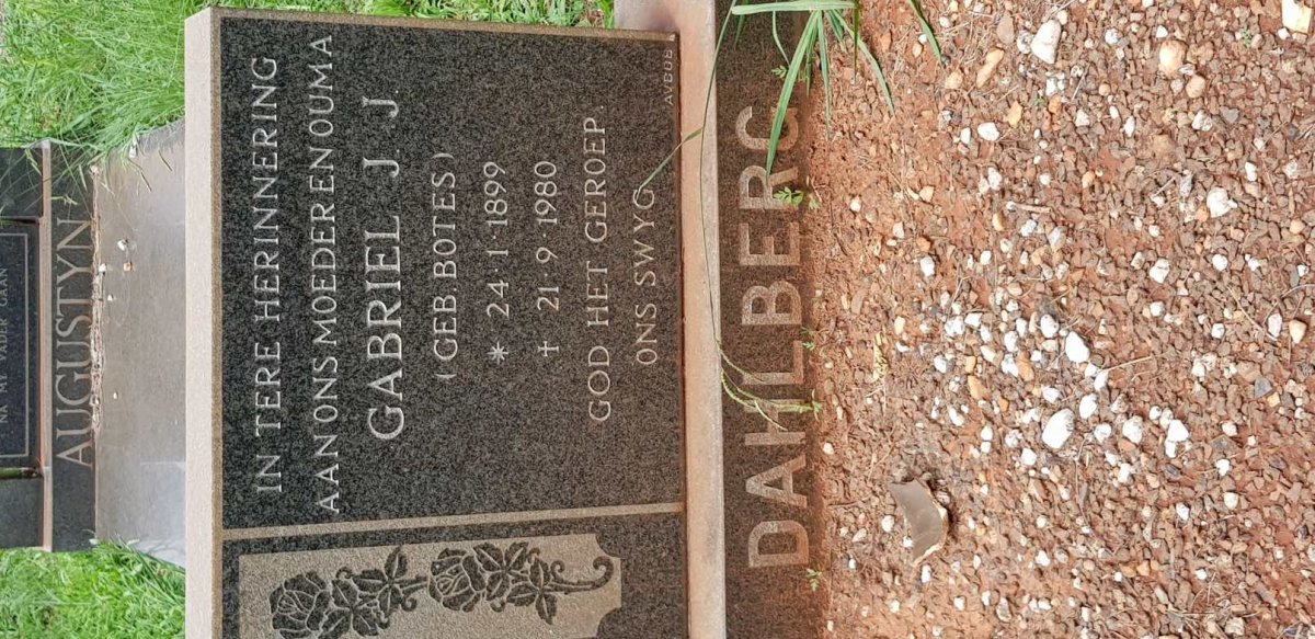 DAHLBERG Gabriel J.J. nee BOTES 1899-1980