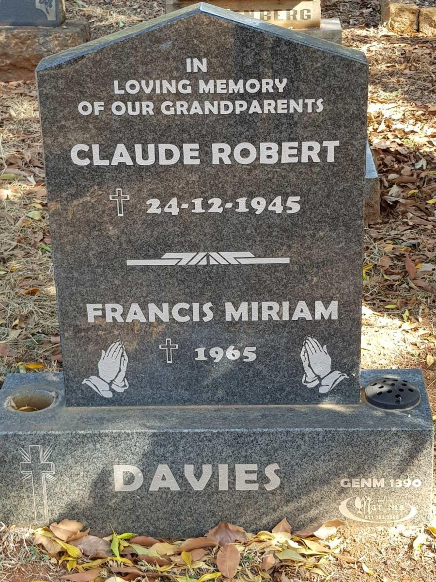 DAVIES Claude Robert -1945 &amp; Francis Miriam -1965