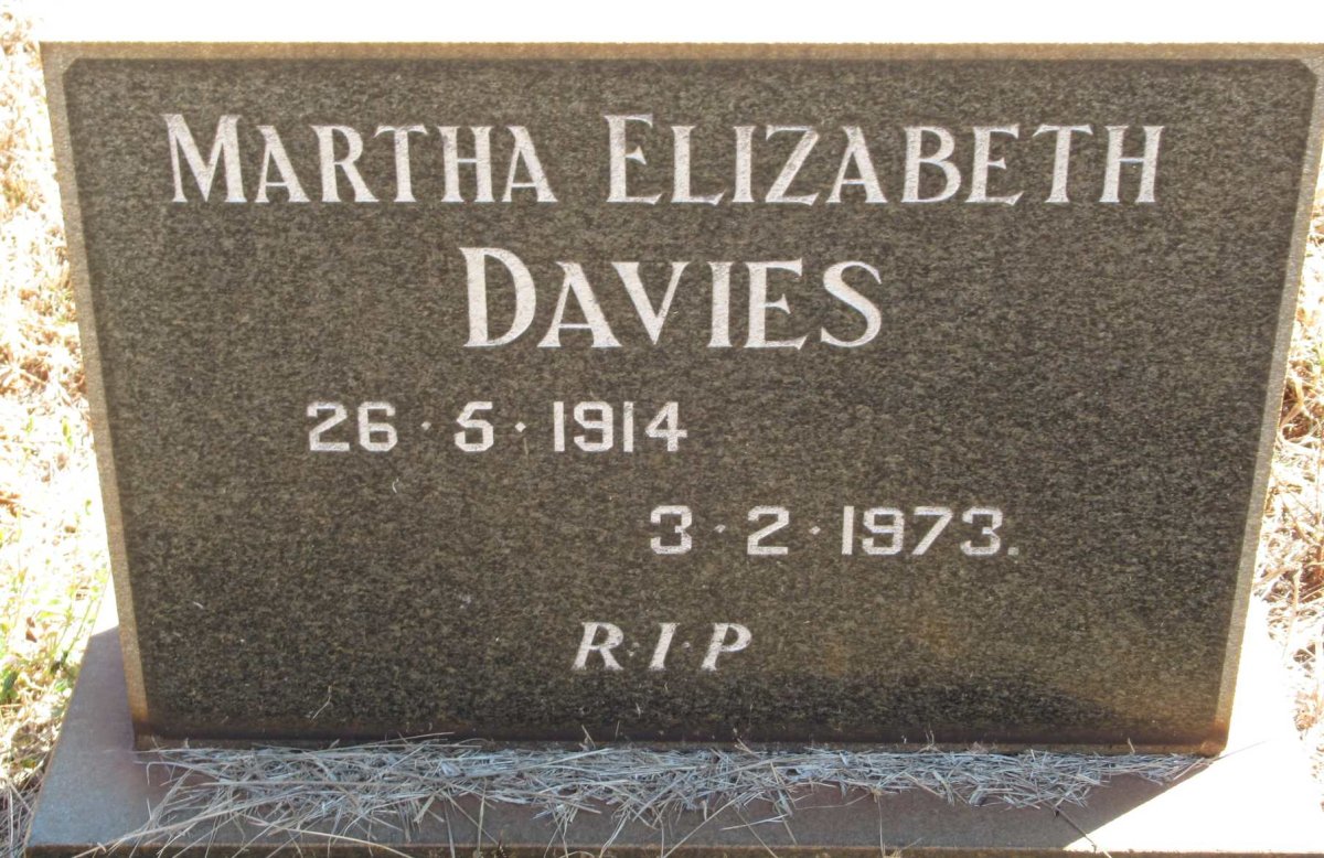 DAVIES Martha Elizabeth 1914-1973