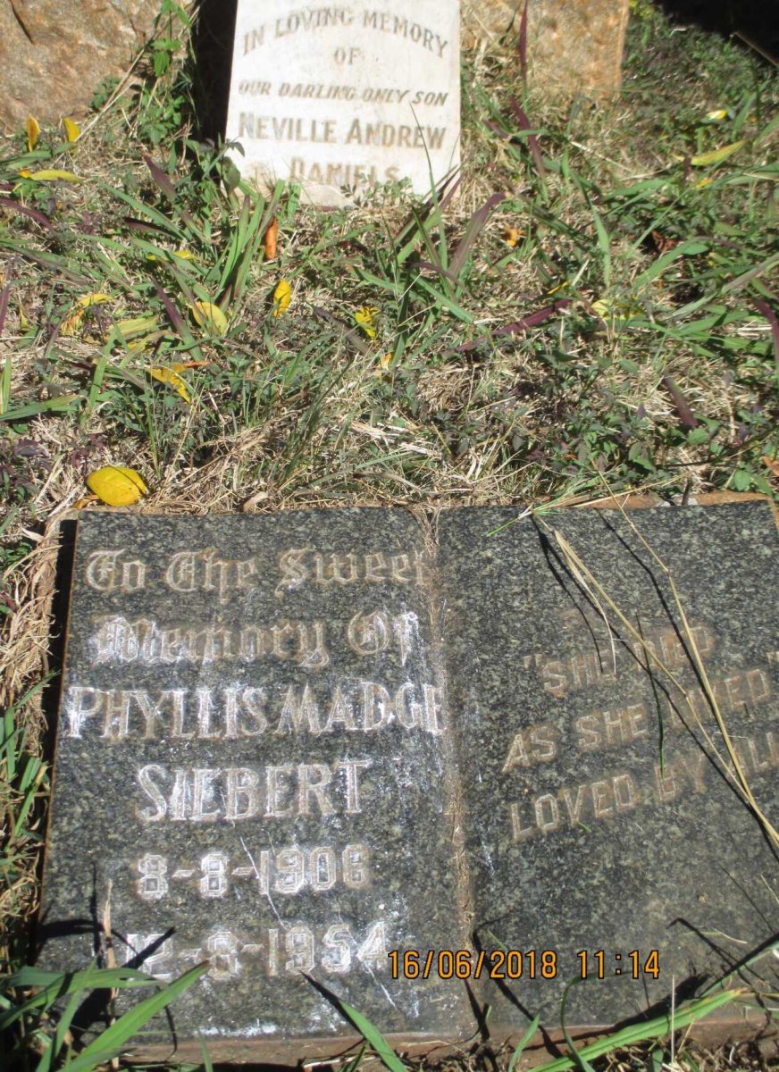 DANIELS Neville Andrew :: SIEBERT Phyllis Madge 1906-1954