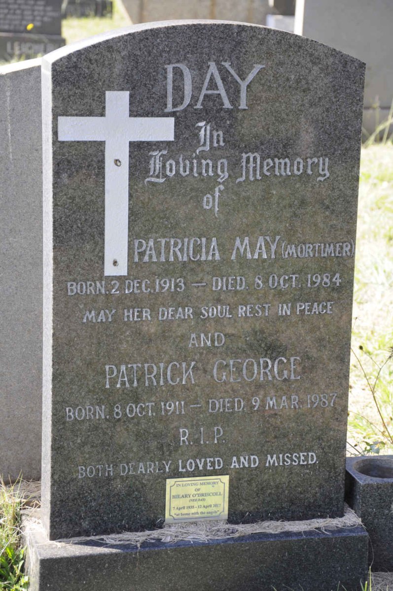 DAY Patrick George 1911-1987 &amp; Patricia May nee MORTIMER 1913-1984