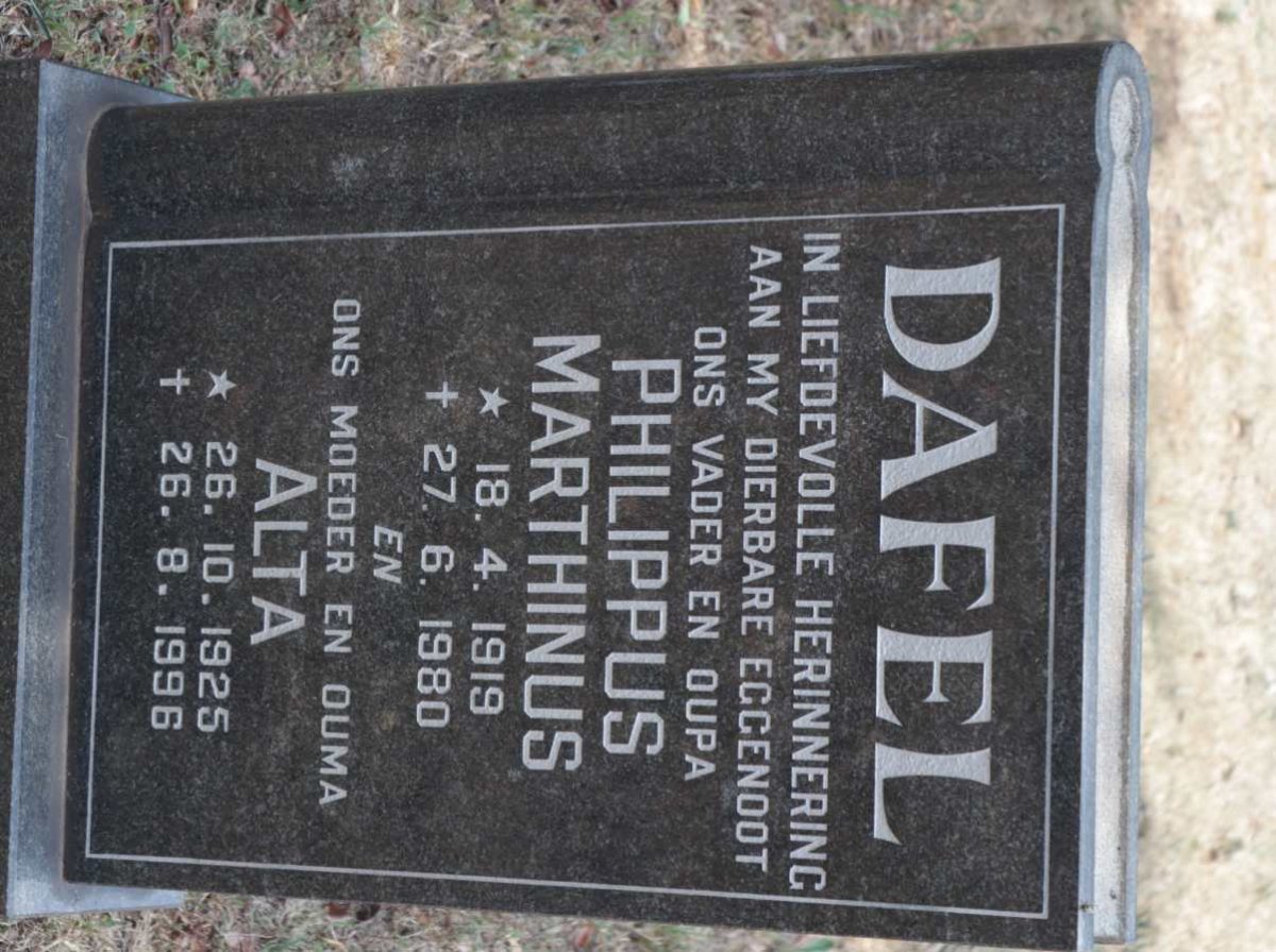 DAFEL Philippus Marthinus 1919-1980 &amp; Alta 1925-1996