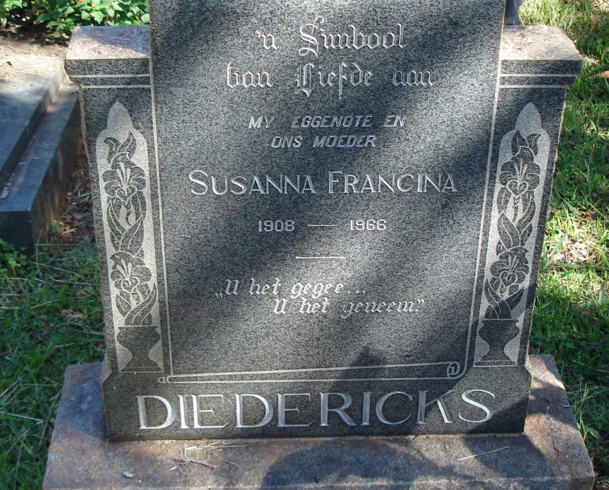 DIEDERICKS Susanna Francina 1908-1966