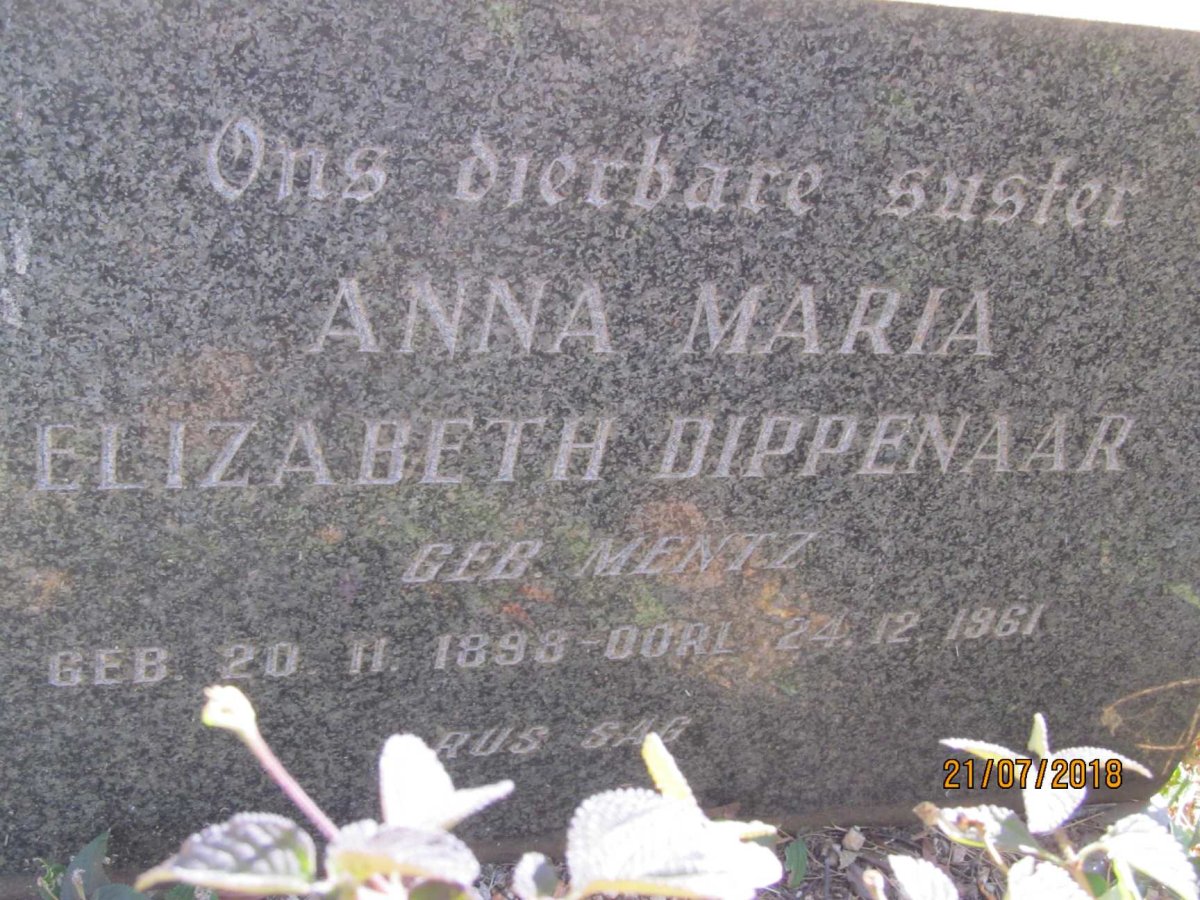 DIPPENAAR Anna Maria Elizabeth nee MENTZ 1898-1961
