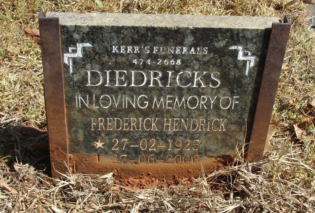 DIEDRICKS Frederick Hendrick 1925-2006