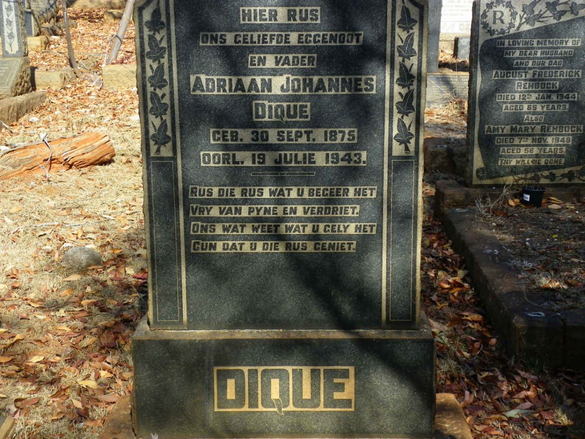 DIQUE Adriaan Johannes 1875-1943