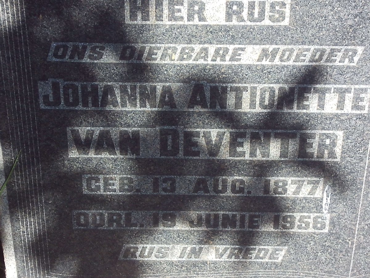 DEVENTER Johanna Antionette, van 1877-1956