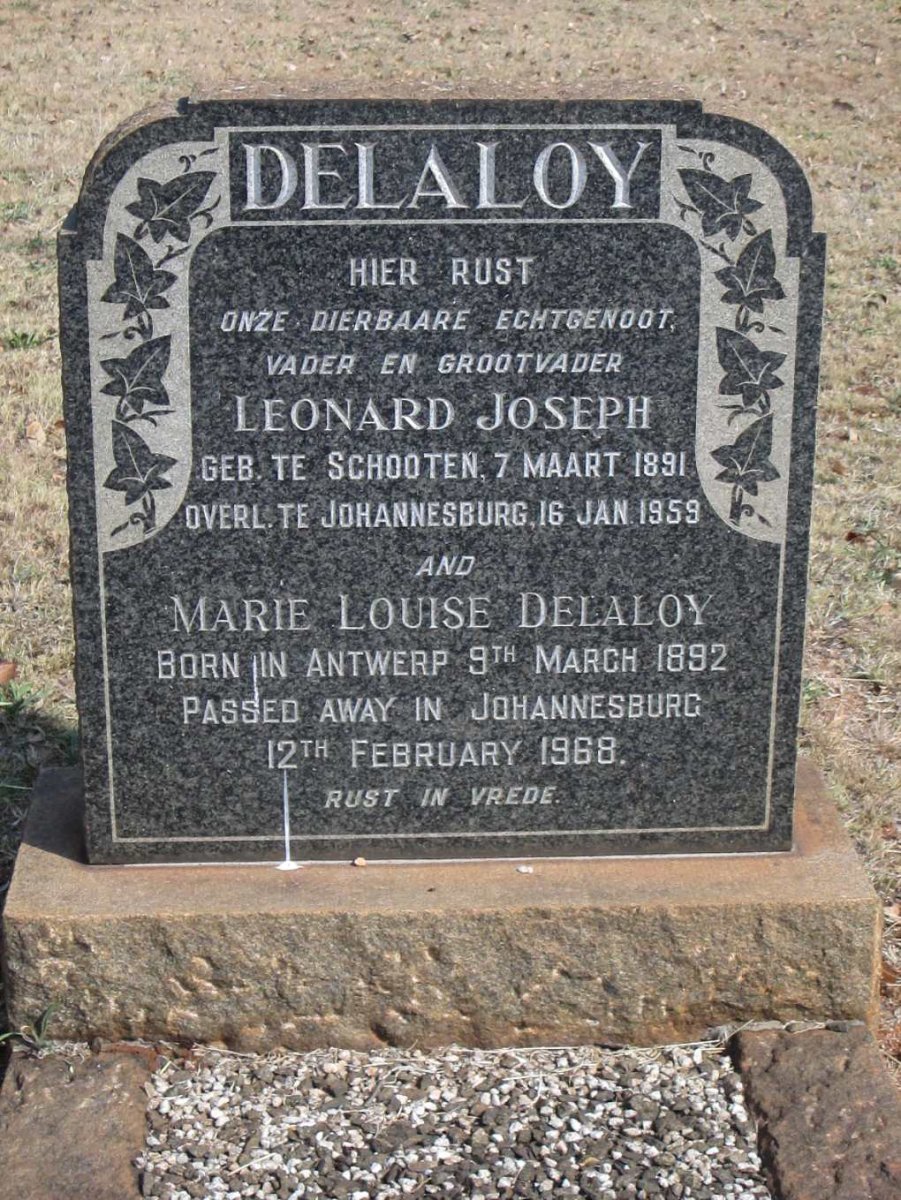 DELALOY Leonard Joseph 1891-1959 &amp; Marie Louise 1892-1968