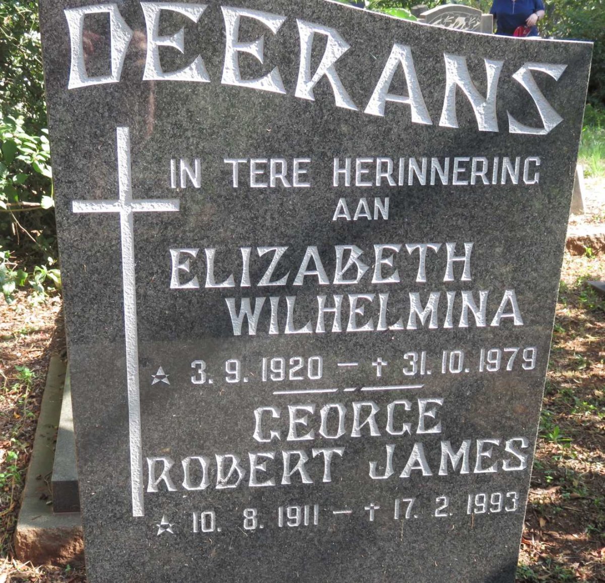 DEERANS George Robert James 1911-1993 &amp; Elizabeth Wilhelmina 1920-1979