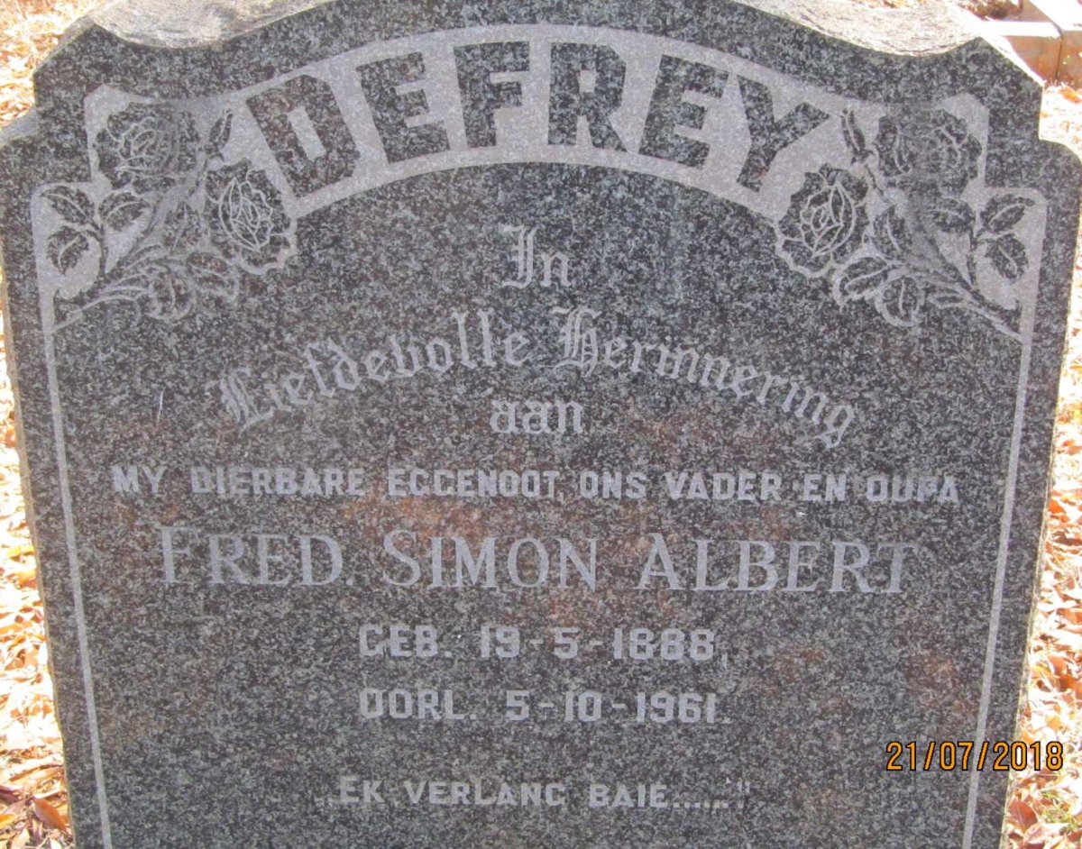 DEFREY Fred Simon Albert 1888-1961