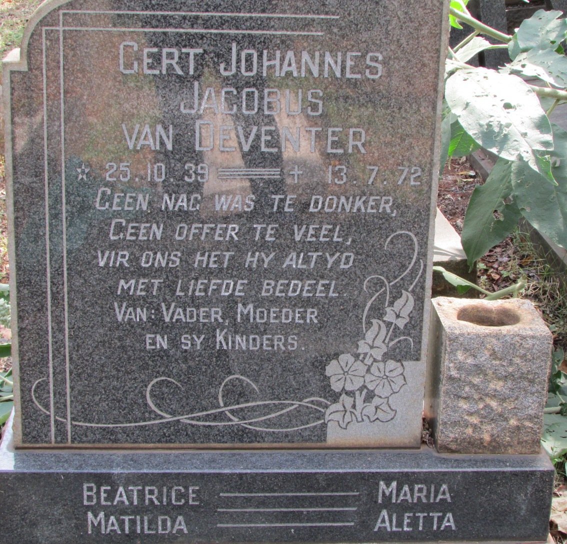 DEVENTER Gert Johannes Jacobus, van 1939-1972