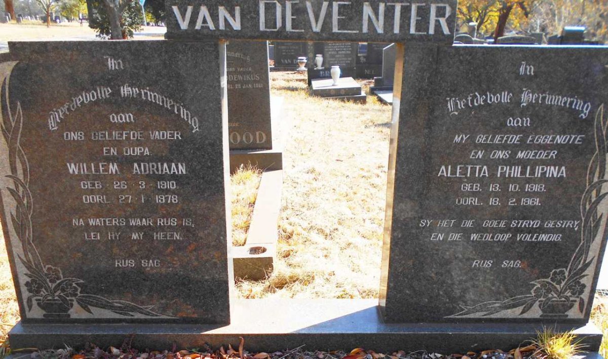DEVENTER Willem Adriaan, van 1910-1978 &amp; Aletta Phillipina 1918-1961