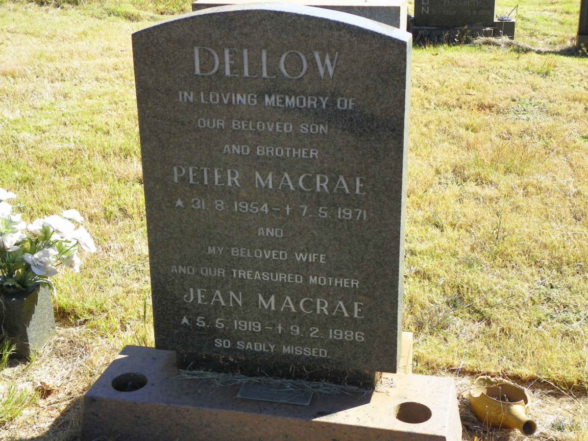DELLOW Jean Macrae 1919-1986 :: DELLOW Peter Macrae 1954-1971