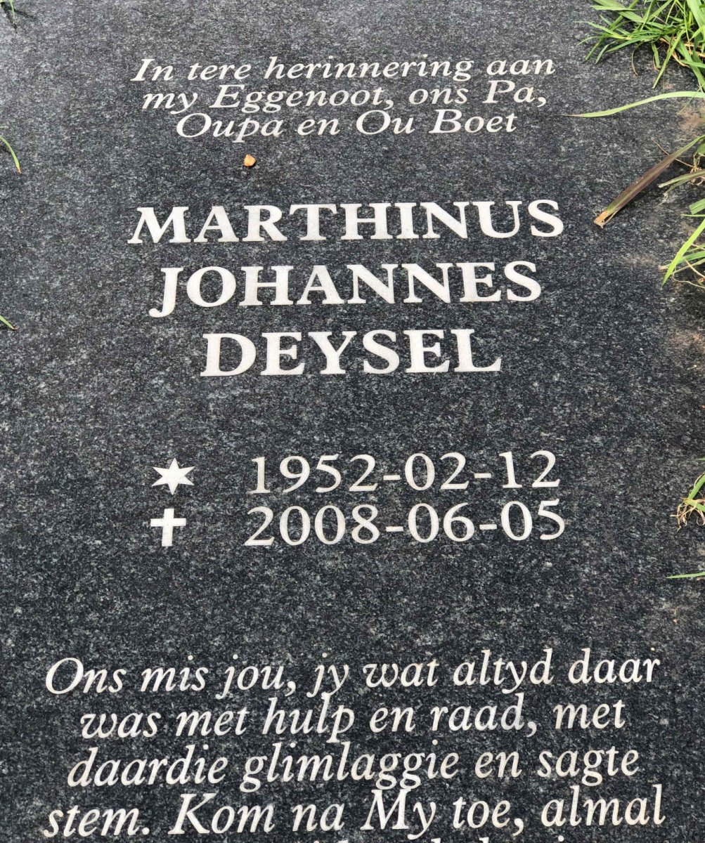 DEYSEL Marthinus Johannes 1952-2008