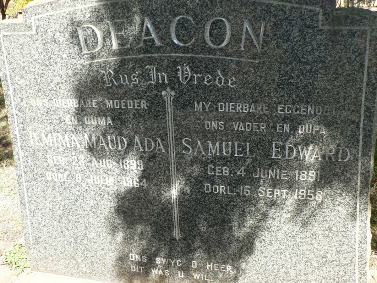 DEACON Samuel Edward 1891-1958 &amp; Jemima Maud Ada 1899-1964