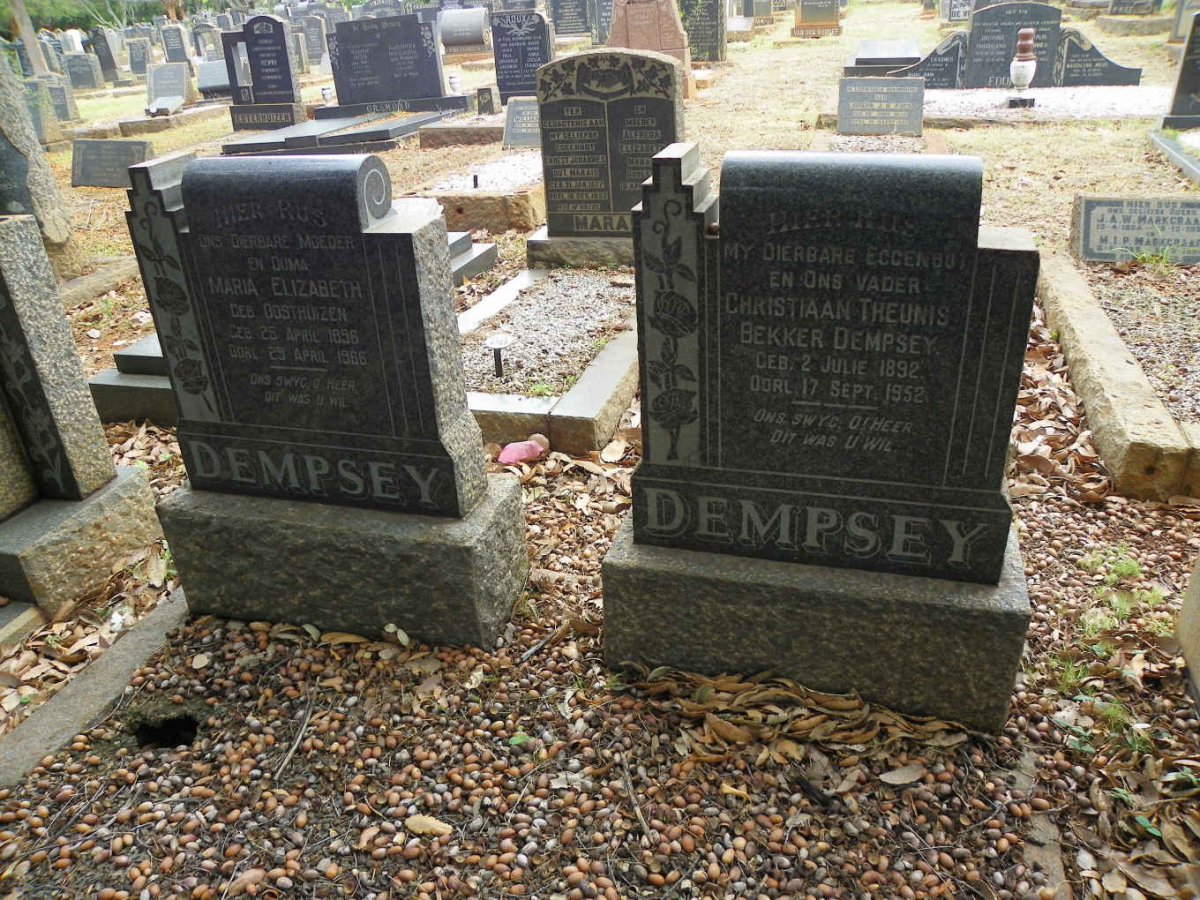 DEMPSEY Christiaan Theunis Bekker 1892-1952 &amp; Maria Elizabeth OOSTHUIZEN 1896-1966