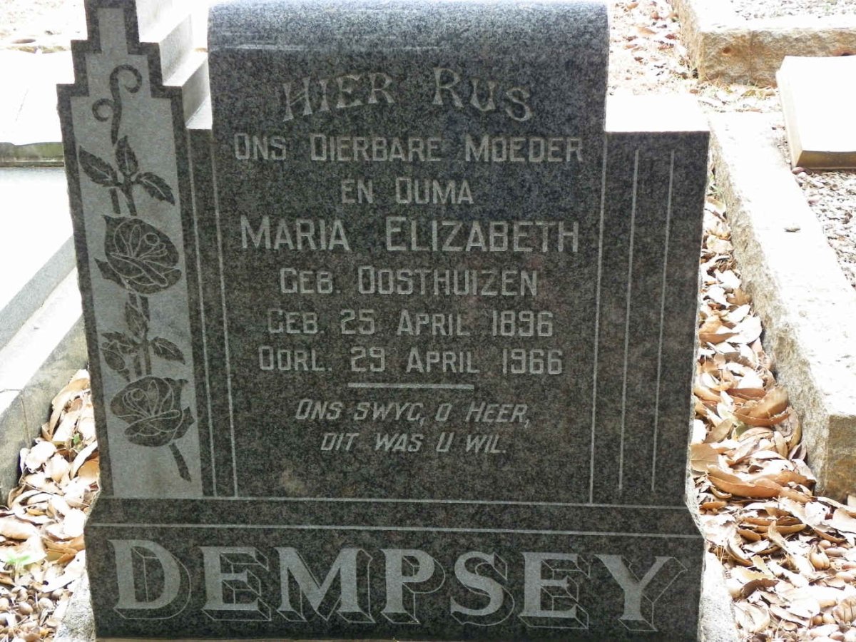 DEMPSEY Maria Elizabeth nee OOSTHUIZEN 1896-1966