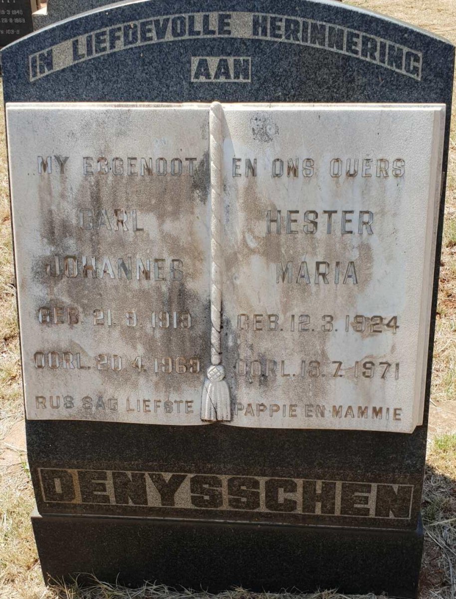 DENYSSCHEN Carl Johannes 1919-1969 &amp; Hester Maria 1924-1971