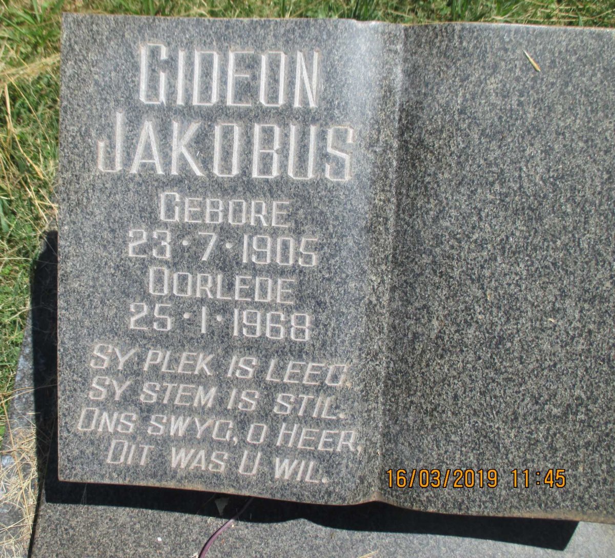DEVENTER Gideon Jakobus, van 1905-1968 :: WALTERS Maria Susanna 1943-2015