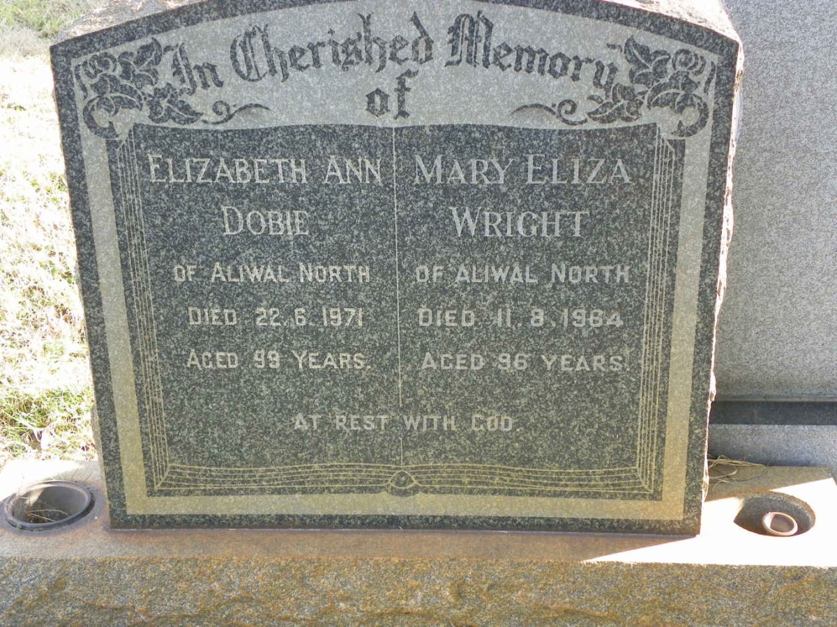 DOBIE Elizabeth Ann -1971 :: WRIGHT Mary Eliza -1964