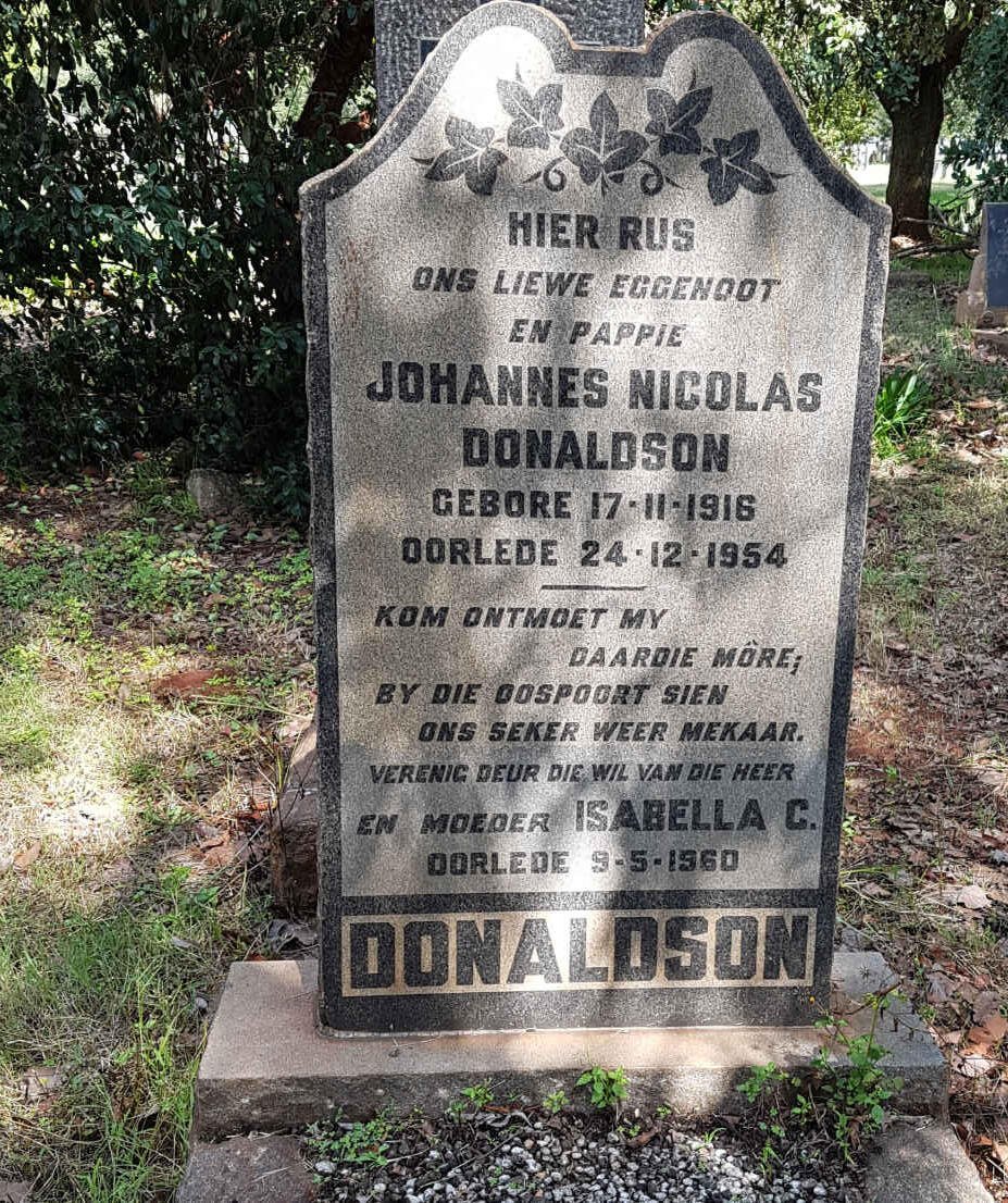 DONALDSON Johannes Nicolas 1916-1954 &amp; Isabella G. -1960