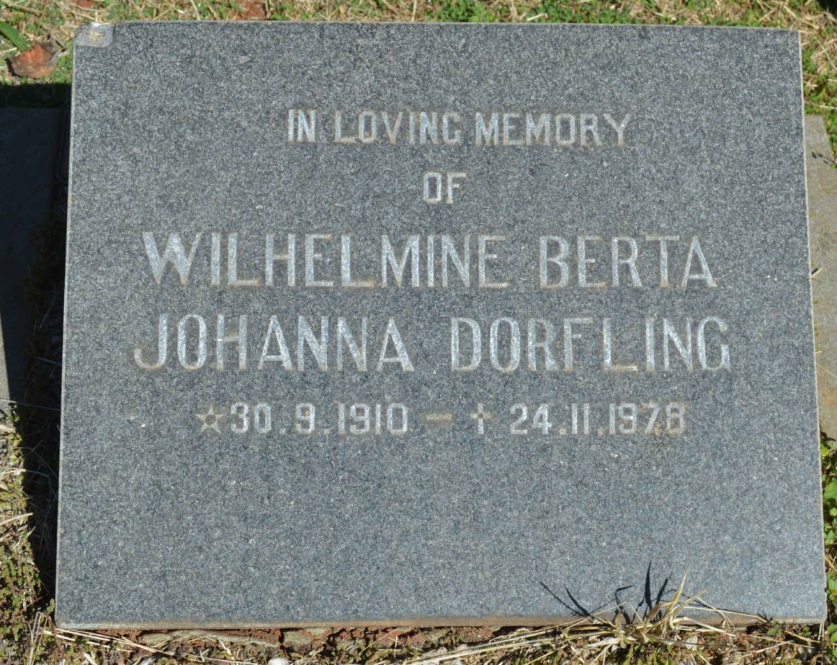 DORFLING Wilhelmine Berta Johanna 1910-1978