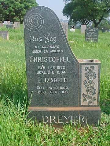 DREYER Christoffel 1879-1864 &amp; Elizabeth Petronella CRONJE nee DE VILLIERS 1880-1968
