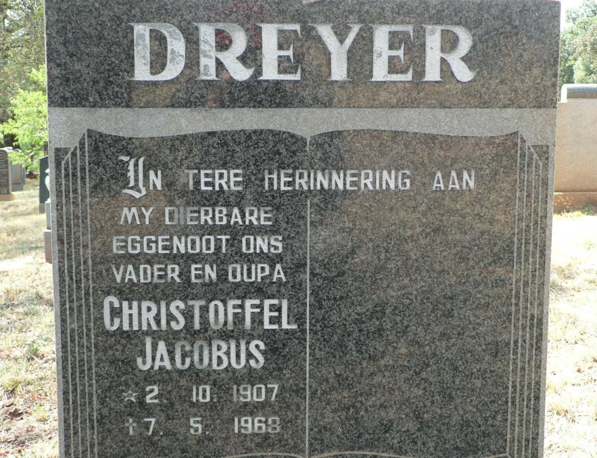 DREYER Christoffel Jacobus 1907-1968
