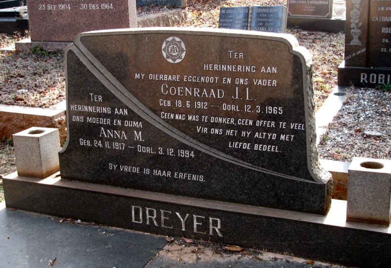 DREYER Coenraad J.L. 1912-1965 &amp; Anna M. 1917-1994