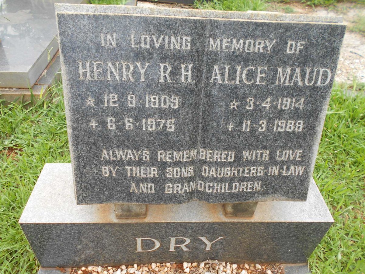 DRY Henry R.H. 1909-1976 &amp; Alice Maud 1914-1988
