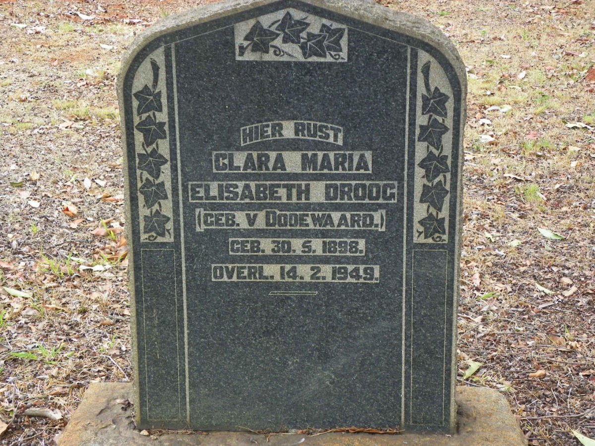 DROOG Clara Maria Elisabeth nee V. DODEWAARD 1898-1949