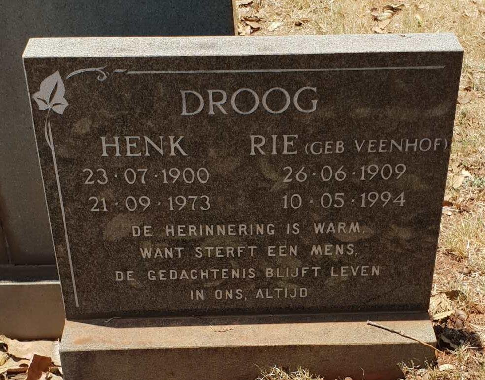 DROOG Henk 1900-1973 &amp; Rie VEENHOF 1909-1994