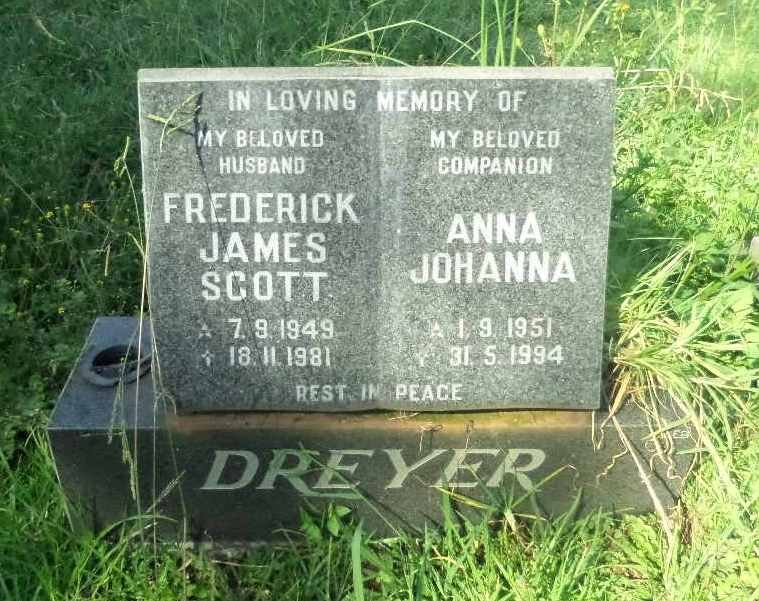 DREYER Frederick James Scott 1949-1981 &amp; Anna Johanna 1951-1994