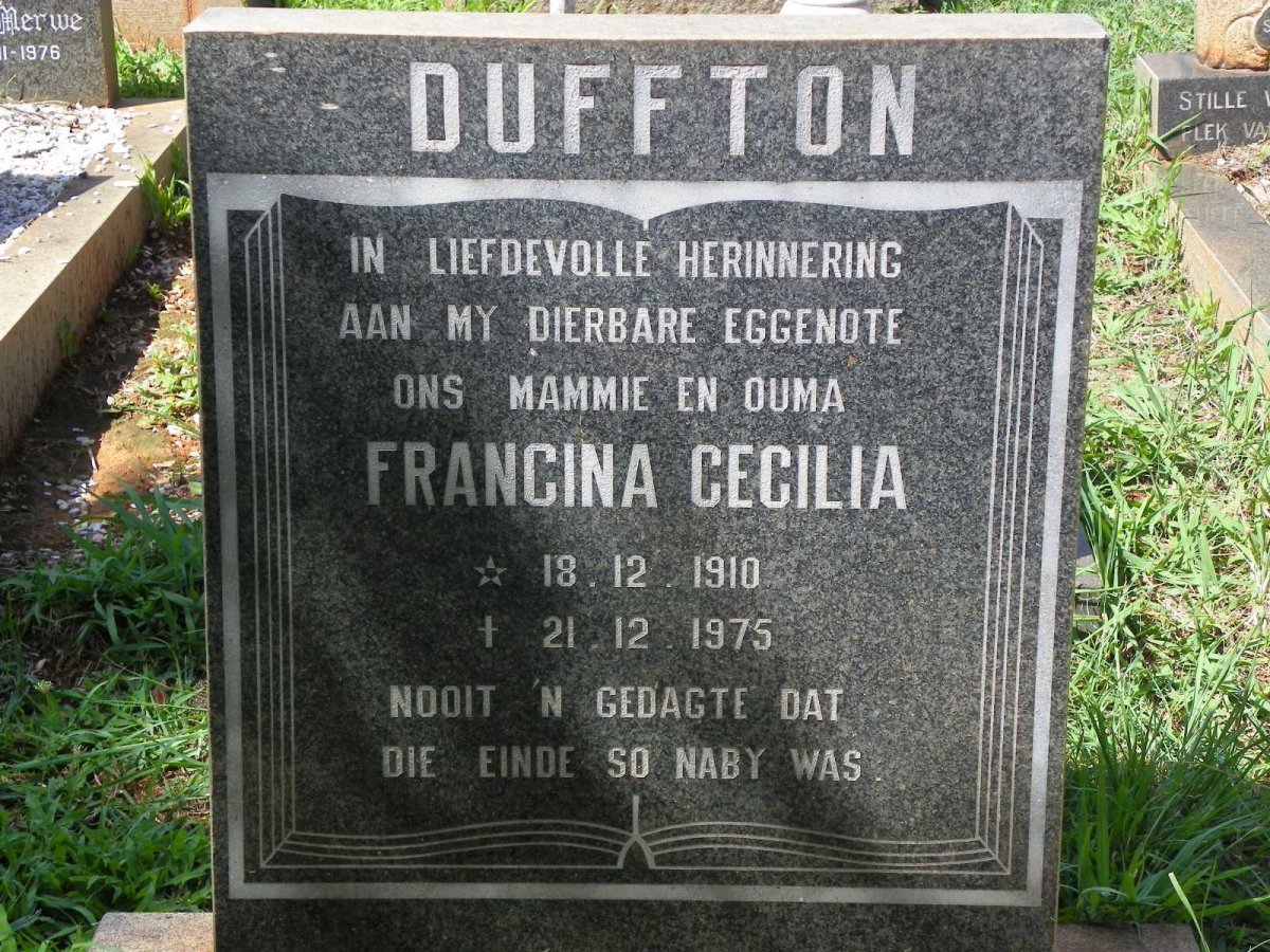 DUFFTON Francina Cecilia 1910-1975
