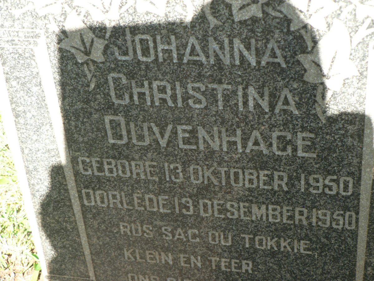 DUVENHAGE Johanna Christina 1950-1950