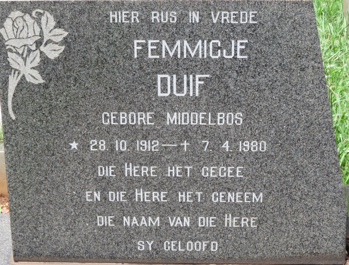 DUIF Femmigje nee MIDDELBOS 1912-1980