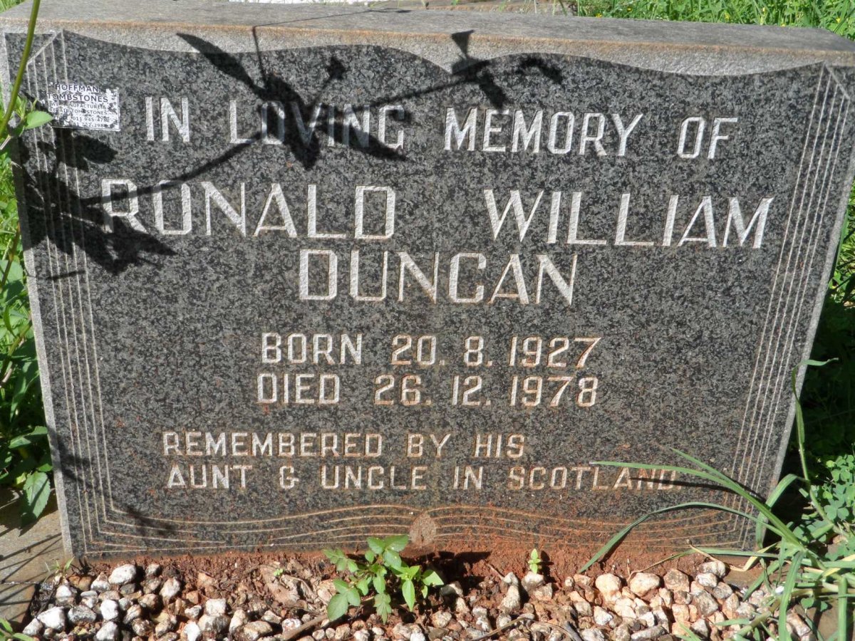 DUNCAN Ronald William 1927-1978